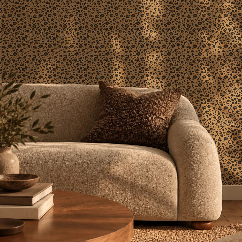 Leopard Spots Wallpaper in Brown and Black