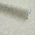 Linen Floral Wallpaper in Beige