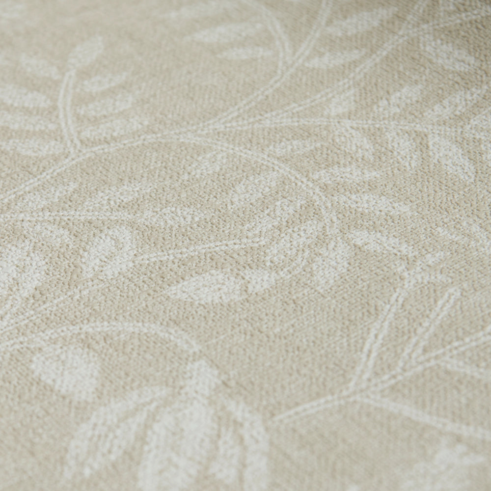 Linen Floral Wallpaper in Beige