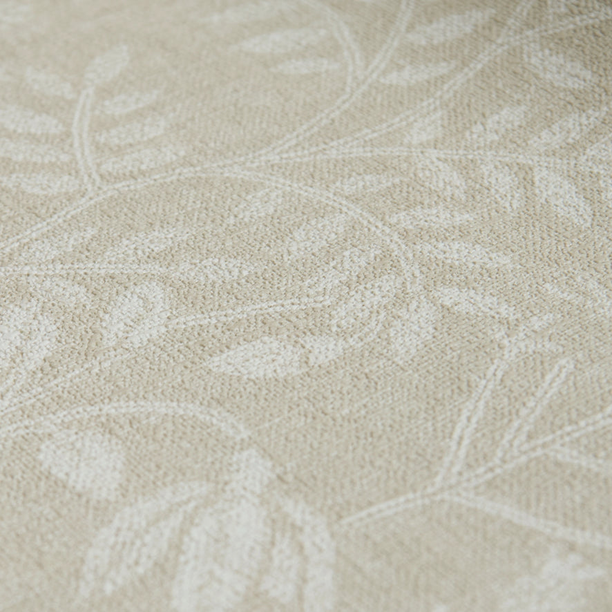 Linen Floral Wallpaper in Beige