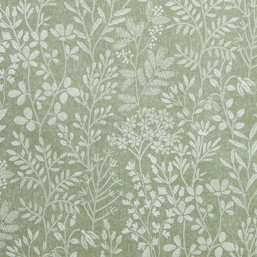 Linen Floral Wallpaper in Sage