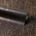 Linen Effect Wallpaper in Chocolate with Gold Foil