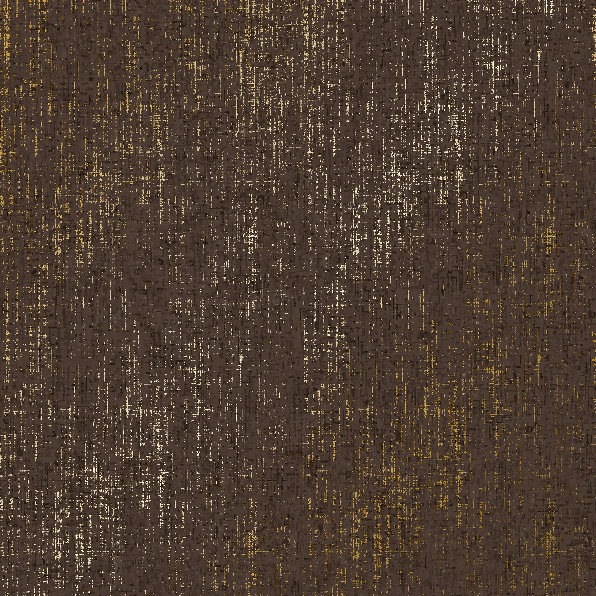 Linen Effect Wallpaper in Chocolate with Gold Foil