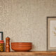 Linen Effect Wallpaper in Cream with Gold Foil