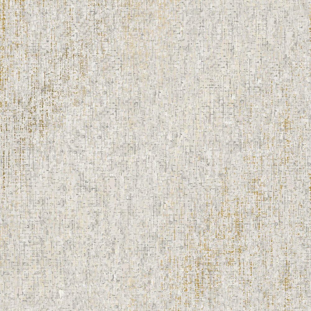 Linen Effect Wallpaper in Grey with Gold Foil