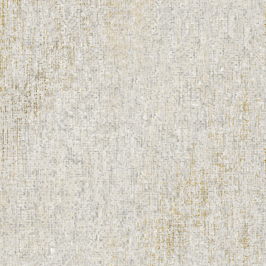 Linen Effect Wallpaper in Grey with Gold Foil