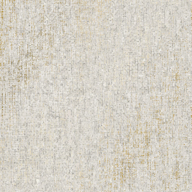 Linen Effect Wallpaper in Grey with Gold Foil