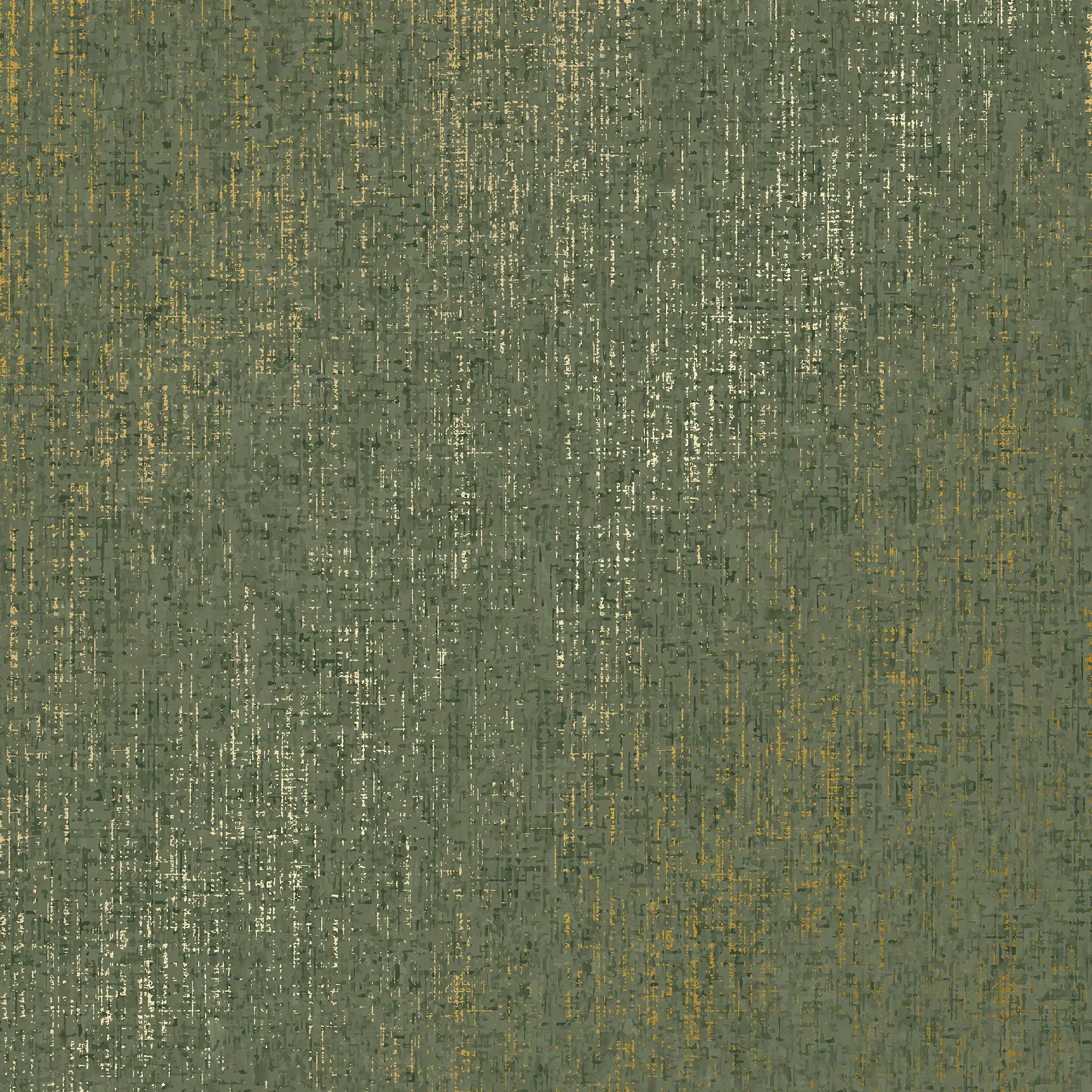 Linen Effect Wallpaper in Green with Gold Foil