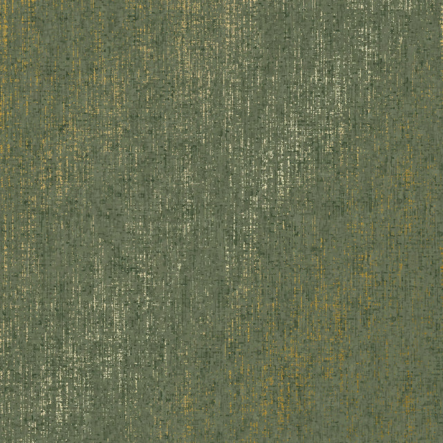 Linen Effect Wallpaper in Green with Gold Foil
