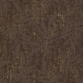 Linen Leaf Wallpaper in Chocolate with Gold Foil