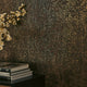 Linen Leaf Wallpaper in Chocolate with Gold Foil