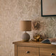 Linen Leaf Wallpaper in Cream with Gold Foil