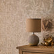 Linen Leaf Wallpaper in Cream with Gold Foil