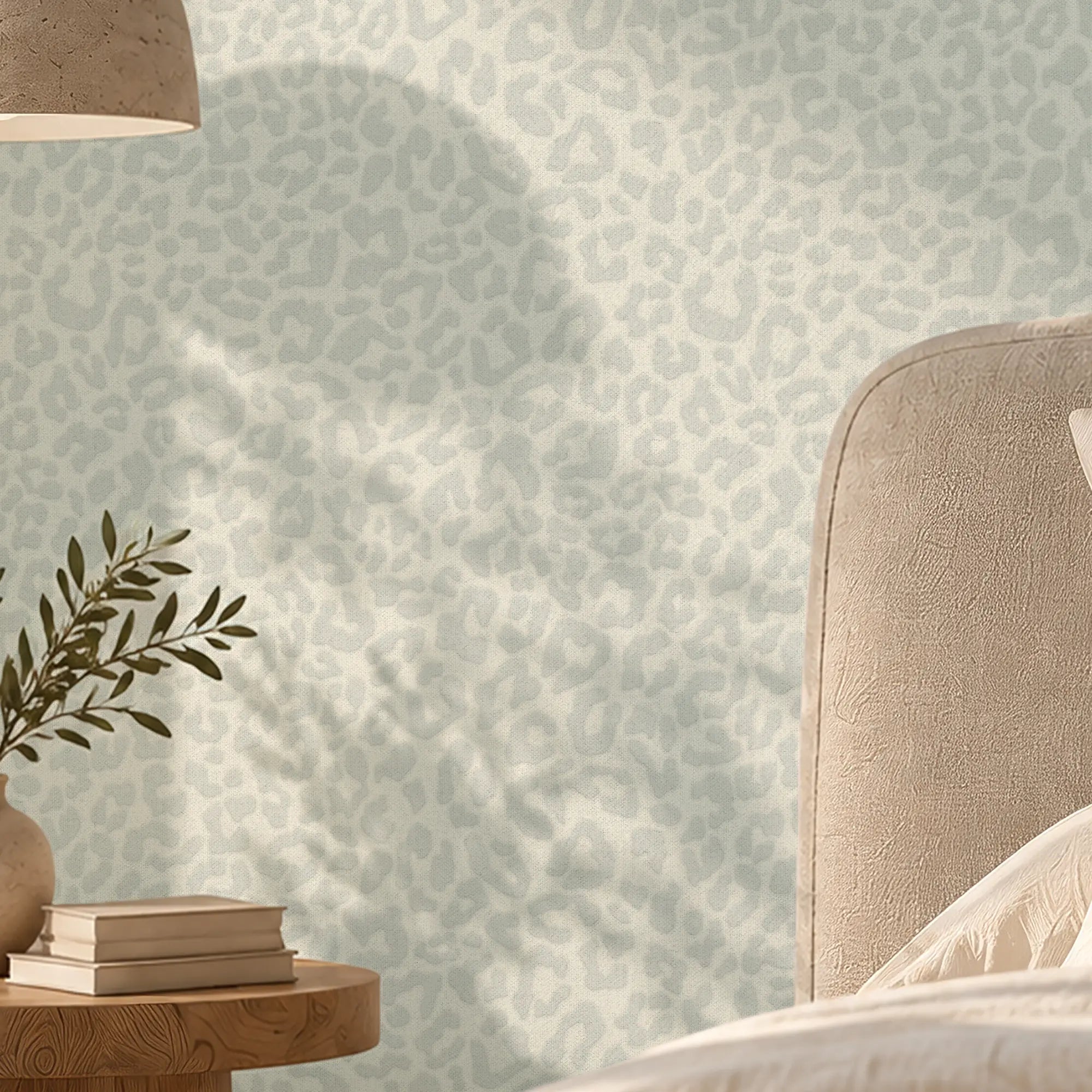 Linen Leopard Wallpaper in Grey