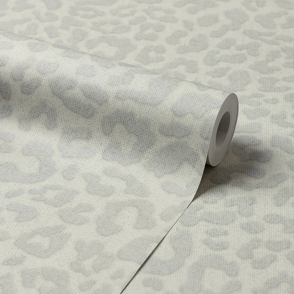 Linen Leopard Wallpaper in Grey