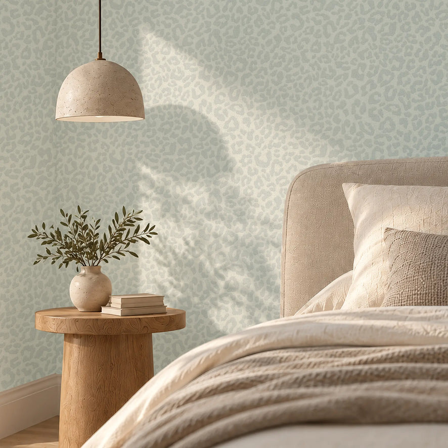 Linen Leopard Wallpaper in Grey