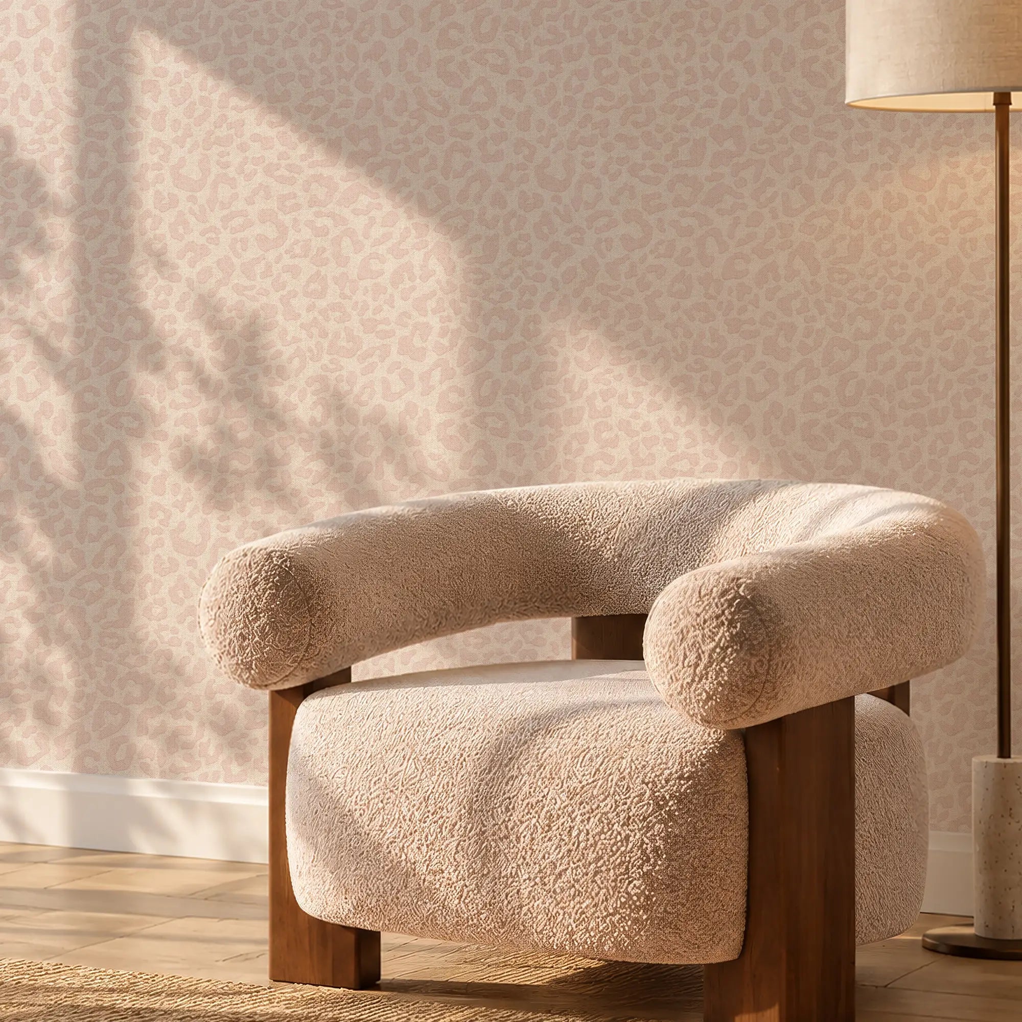Linen Leopard Wallpaper in Pink