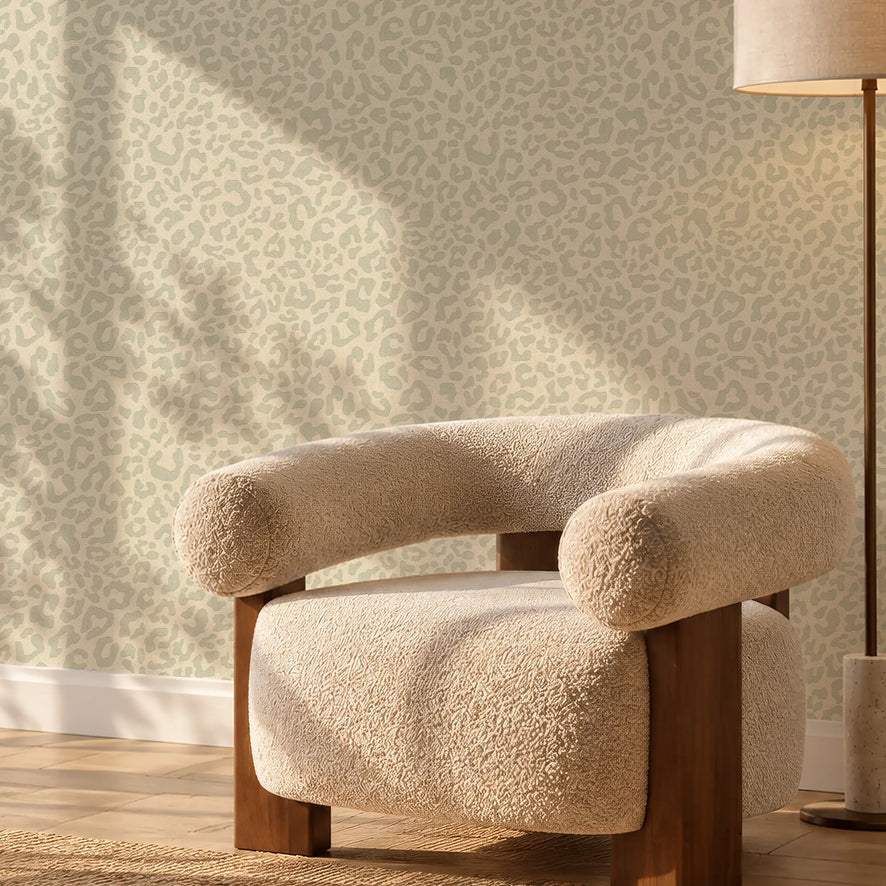 Linen Leopard Wallpaper in Sage