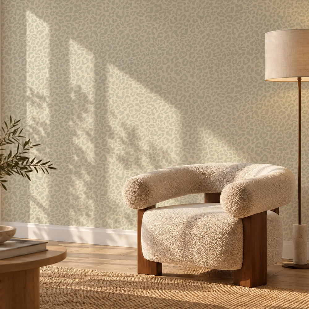 Linen Leopard Wallpaper in Sage