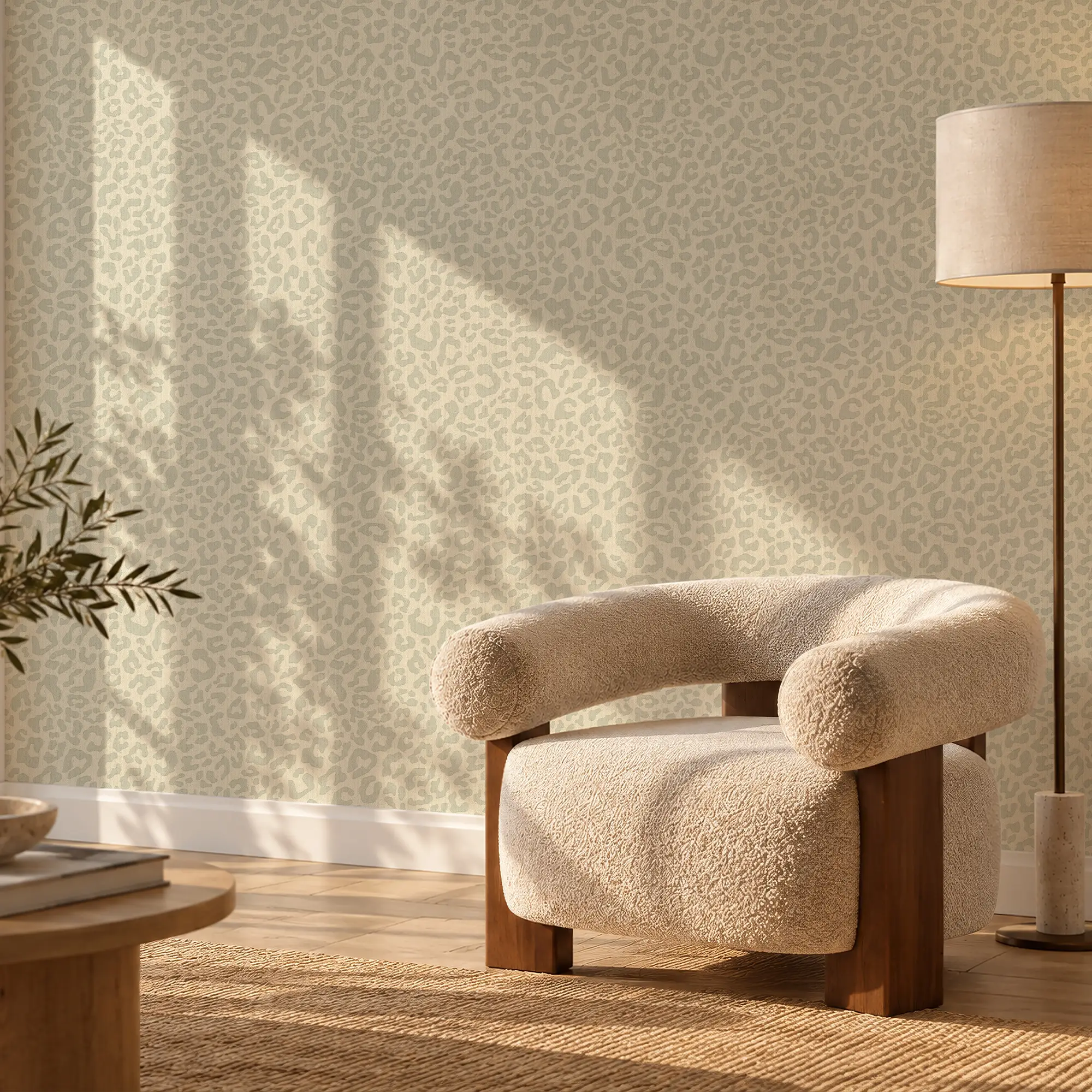 Linen Leopard Wallpaper in Sage