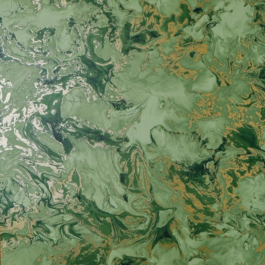 Liquid Marble Wallpaper in Olive and Gold
