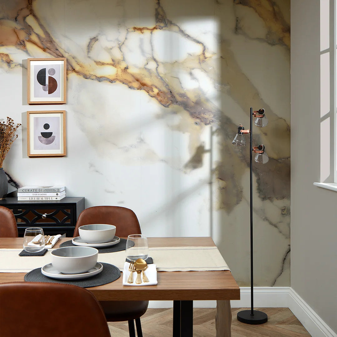 Sample of Luna Mural in Gold and Grey