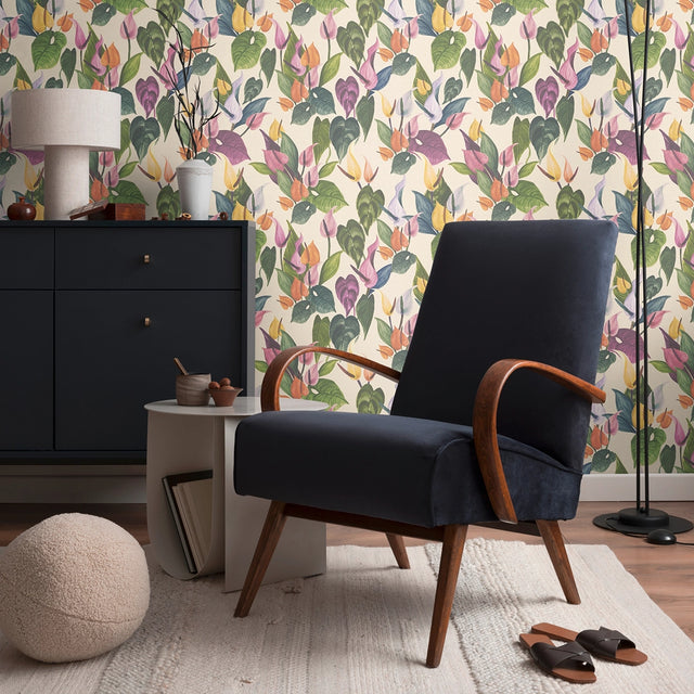 Foliage Flow Wallpaper in Cream