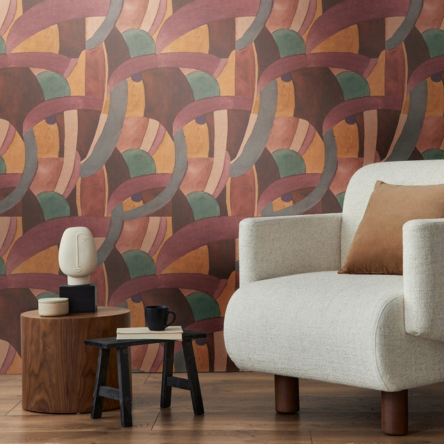 Lucid Flow Wallpaper in Multicolour on Brown