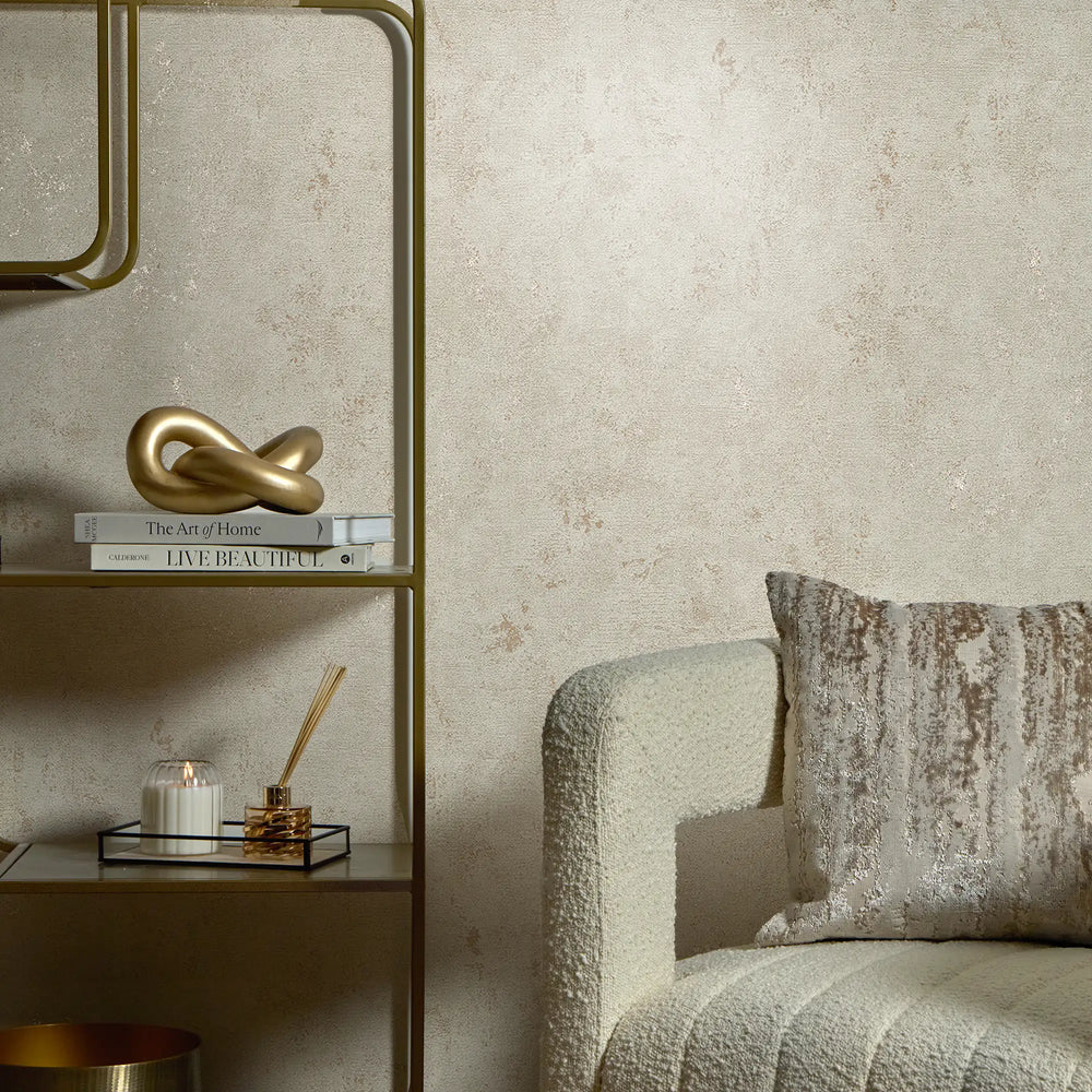 Malmo Wallpaper in Ivory with Gold Metallic