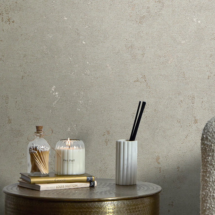 Malmo Wallpaper in Cream with Gold Metallic