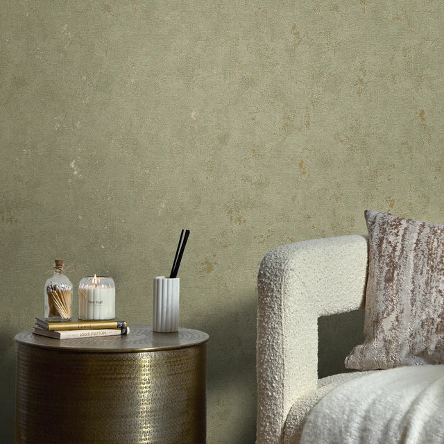 Malmo Wallpaper in Sage with Gold Metallic
