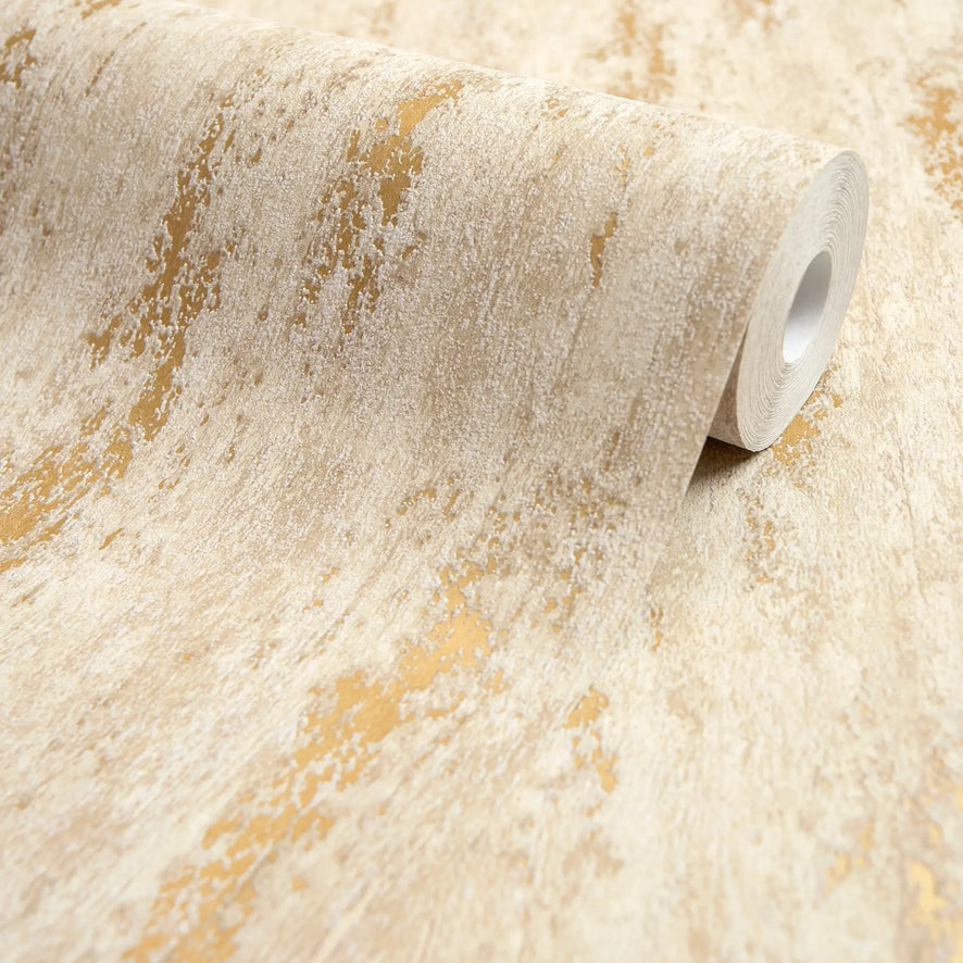 Manhattan Modern Wallpaper in Oatmeal and Gold