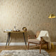 Manhattan Modern Wallpaper in Oatmeal and Gold