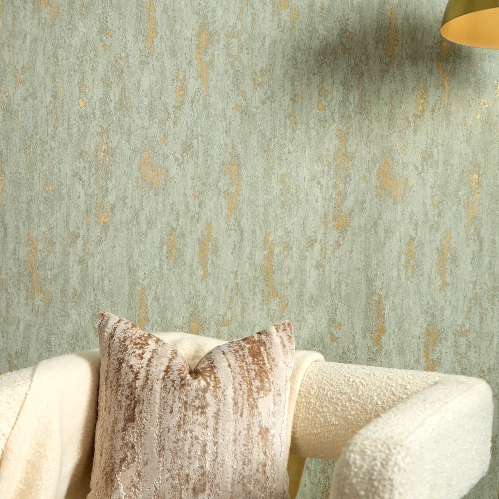 Manhattan Modern Wallpaper in Sage and Gold