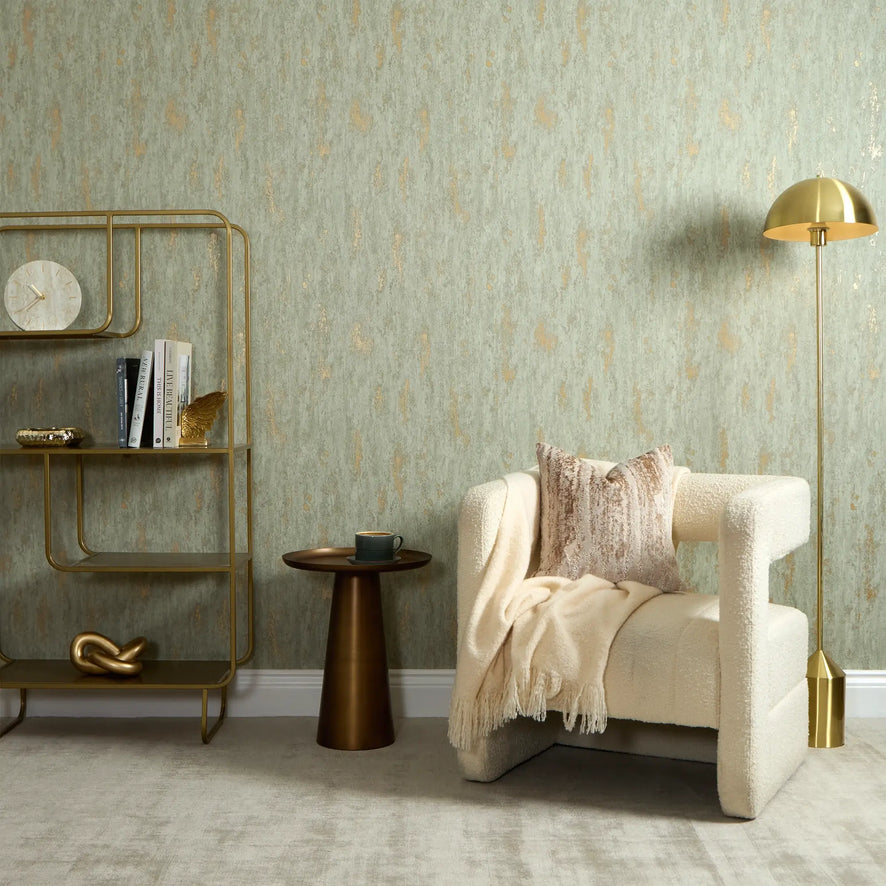 Manhattan Modern Wallpaper in Sage and Gold