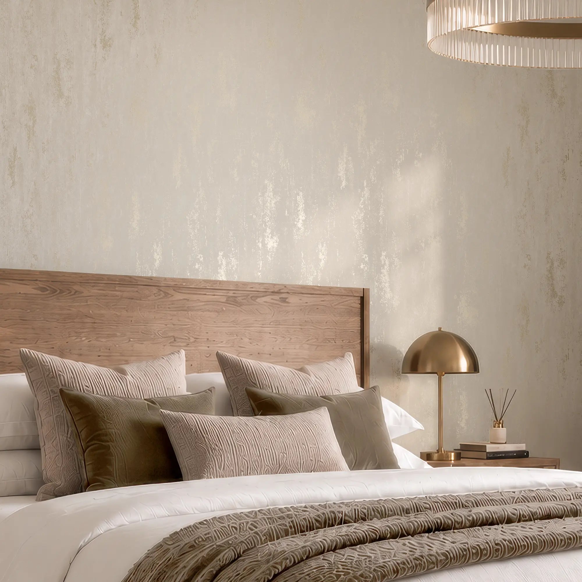 Manhattan Modern Wallpaper in Ivory and Gold