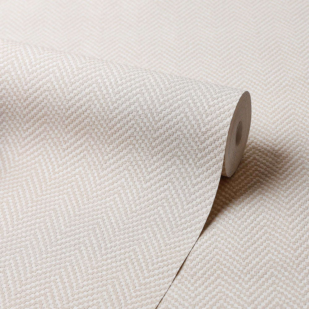 Woven Herringbone Wallpaper in Beige