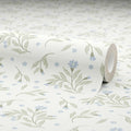 Meadow Flower Dance Wallpaper in Soft Blue