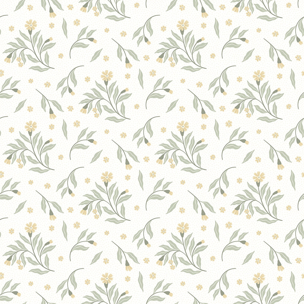 Meadow Flower Dance Wallpaper in Lemon Yellow