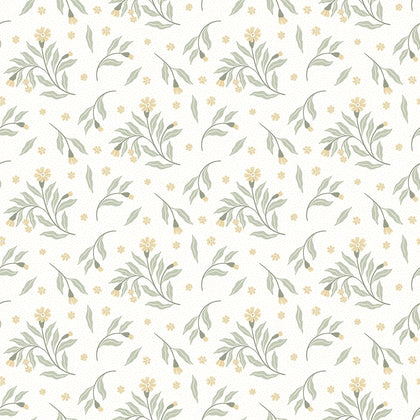 Meadow Flower Dance Wallpaper in Lemon Yellow