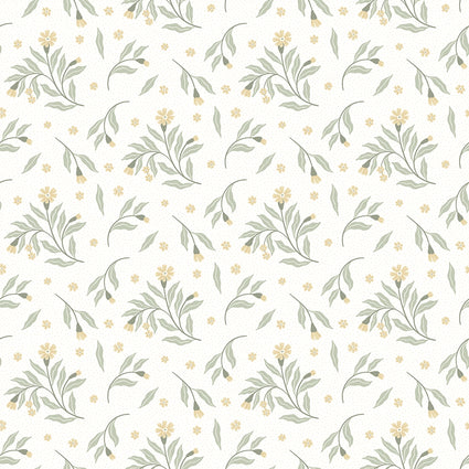 Meadow Flower Dance Wallpaper in Lemon Yellow