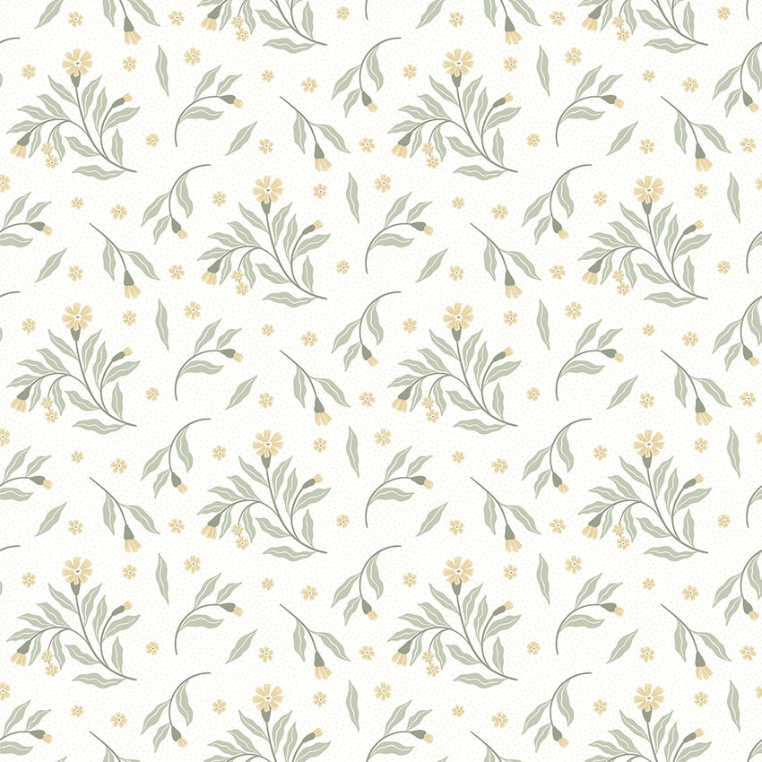 Meadow Flower Dance Wallpaper in Lemon Yellow