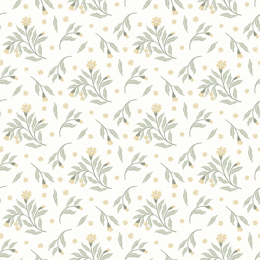 Meadow Flower Dance Wallpaper in Lemon Yellow