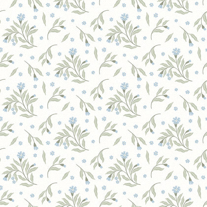 Meadow Flower Dance Wallpaper in Soft Blue