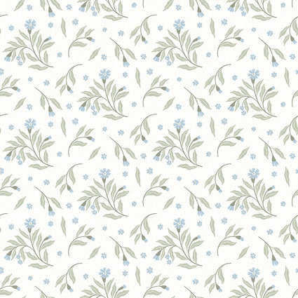 Meadow Flower Dance Wallpaper in Soft Blue