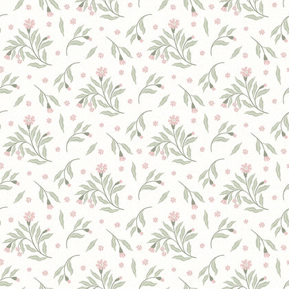 Meadow Flower Dance Wallpaper in Soft Pink