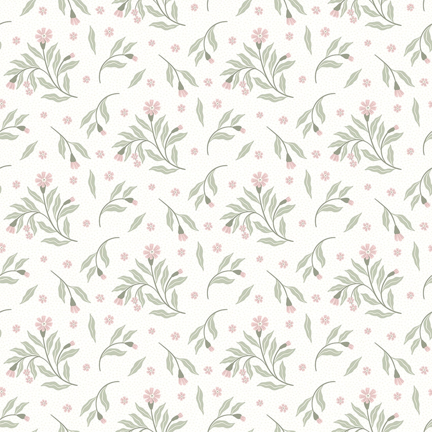 Meadow Flower Dance Wallpaper in Soft Pink