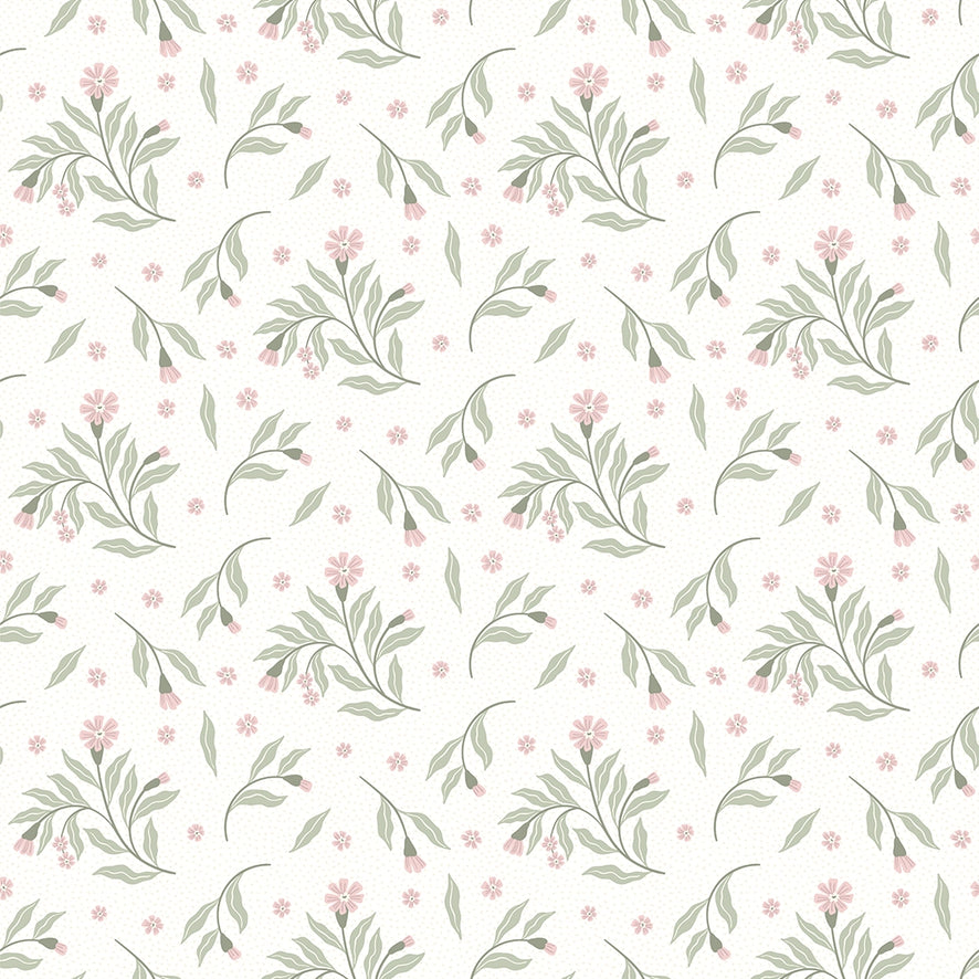 Meadow Flower Dance Wallpaper in Soft Pink