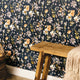 Midnight Meadow Wallpaper in Deep Blue with Gold Foil