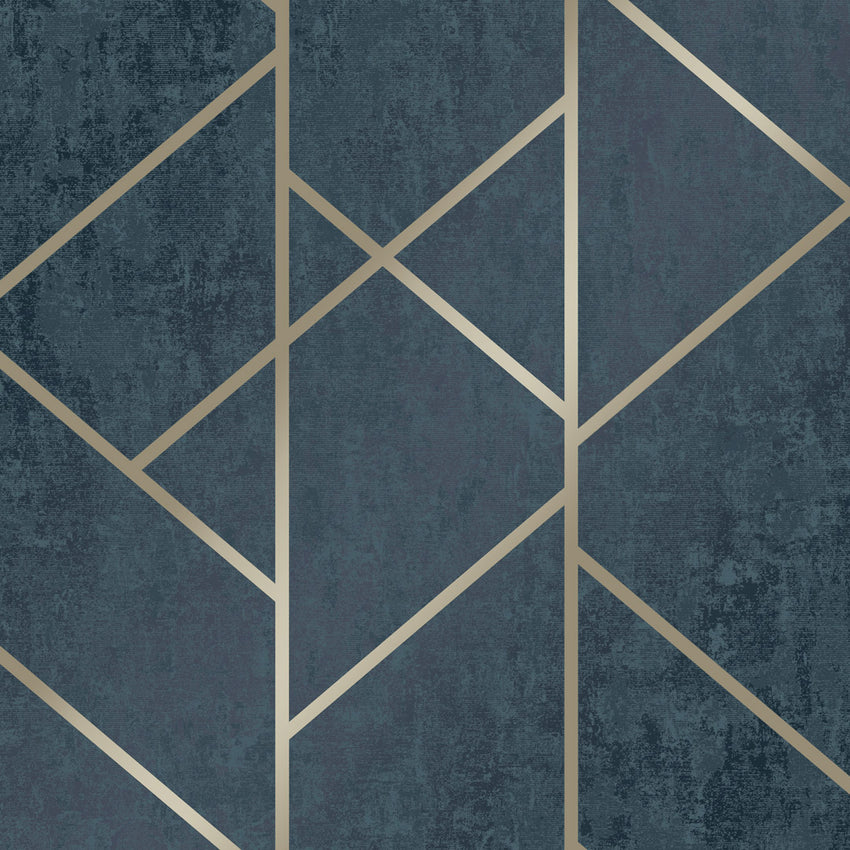 Milan Geo Wallpaper in Navy and Gold